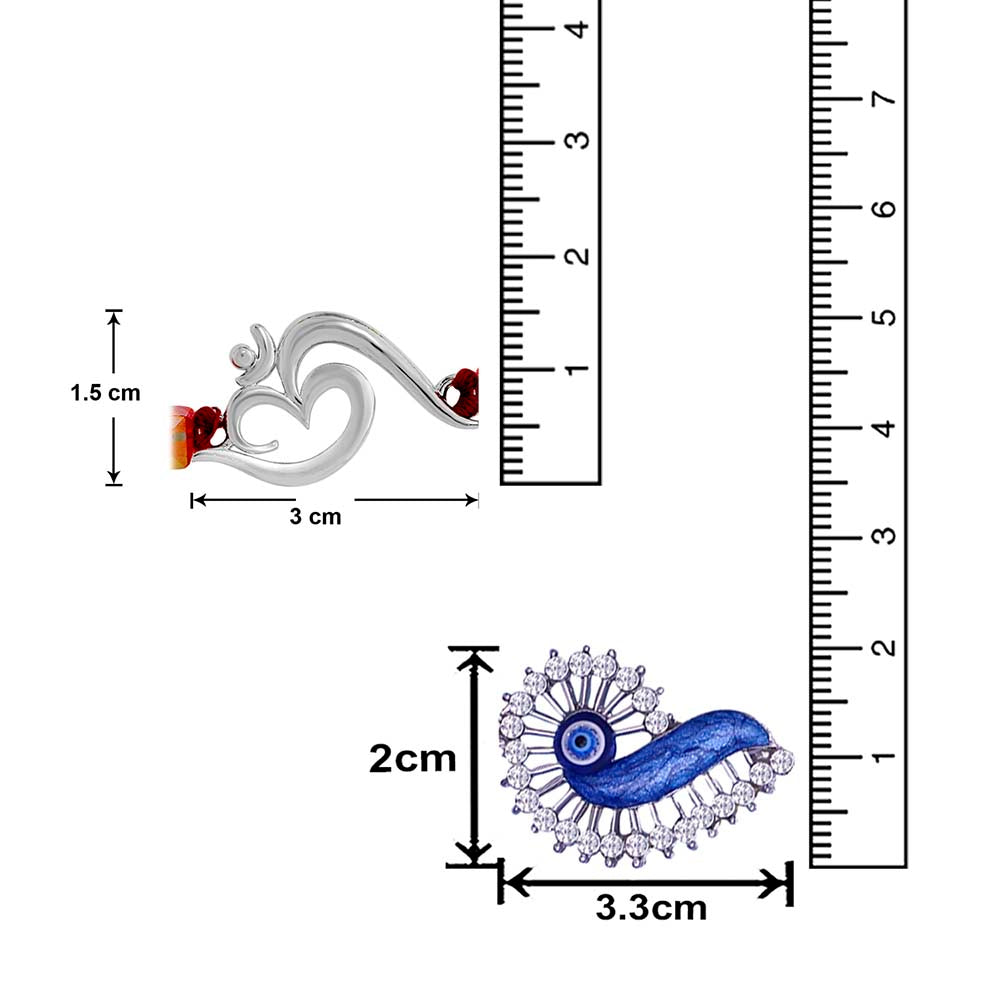 Mahi Combo of Om and Evil Eye Rakhi with Crystals and Meena Work Rakhi for Bhaiya / Brother (RCO1105432R)