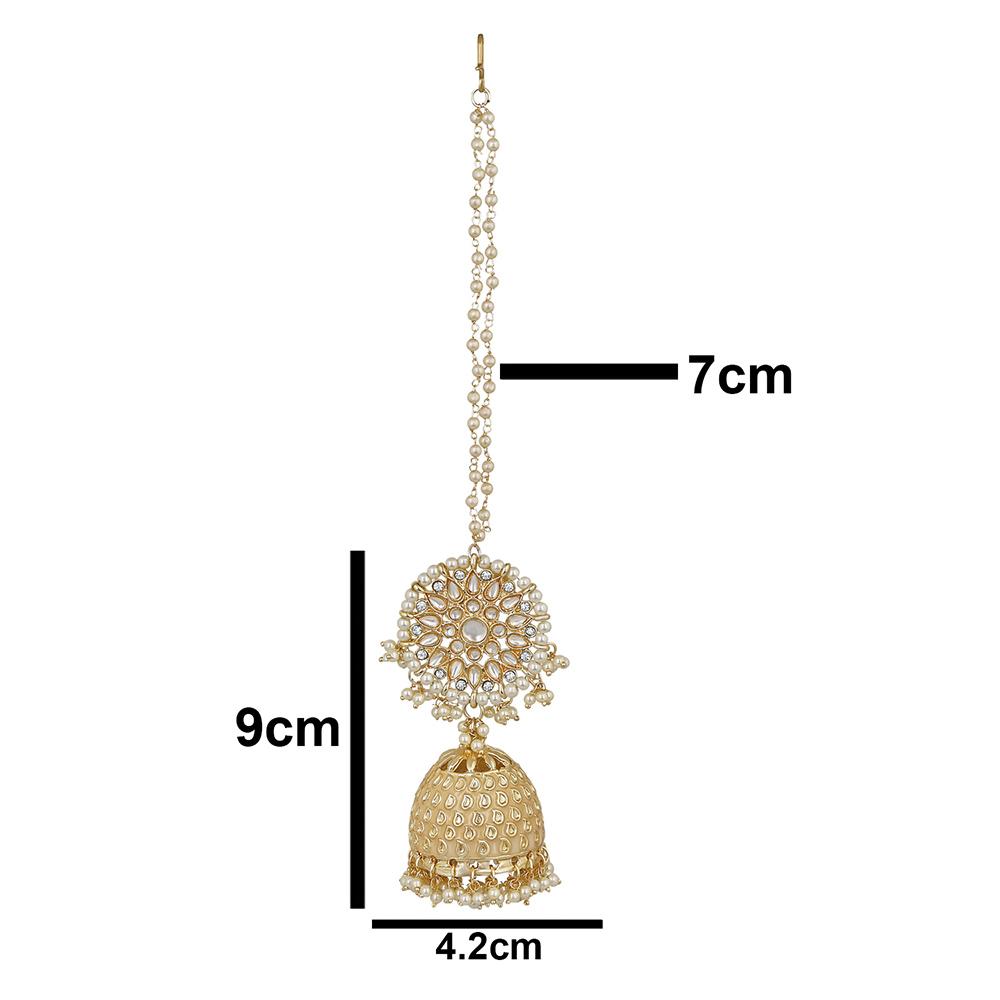 Mahi Rosegold Plated Traditional Long Chain Jhumki Earring with Kundan and Artificial Pearl for Women (VECJ100240)