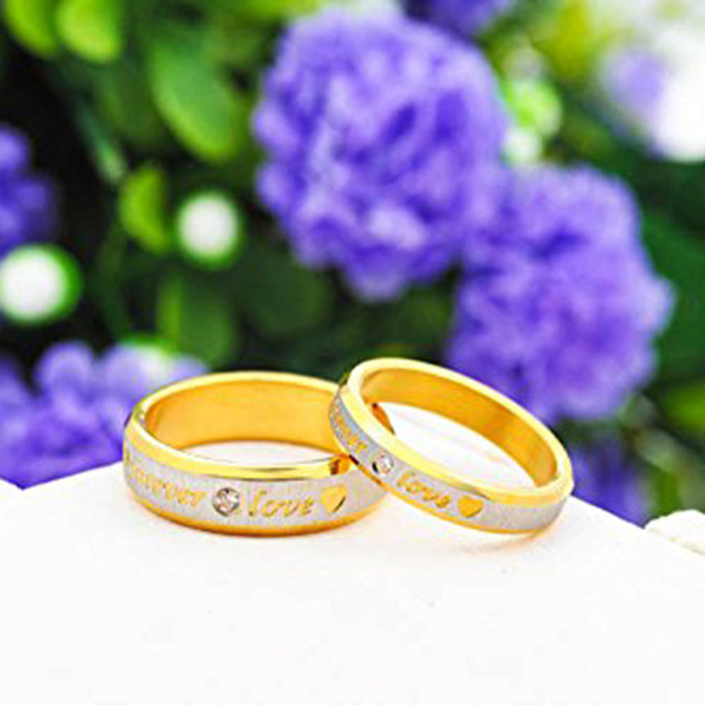 JewelMaze Love Forever Gold Plated Proposal Couple Rings for Girls and Boys