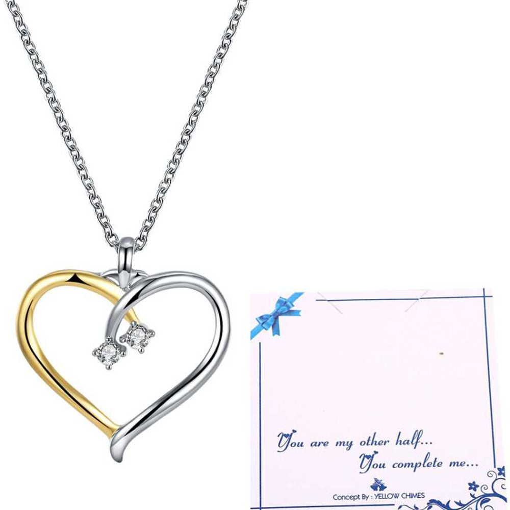 JewelMaze Express Your Feelings Swarovski Collection Joining Hearts Pendant for Girls & Women